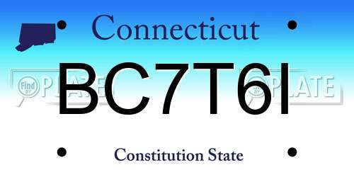 BC7T6I Connecticut License Plate
