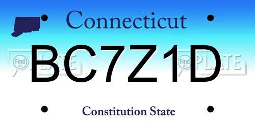 BC7Z1D Connecticut License Plate