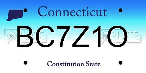BC7Z1O Connecticut License Plate