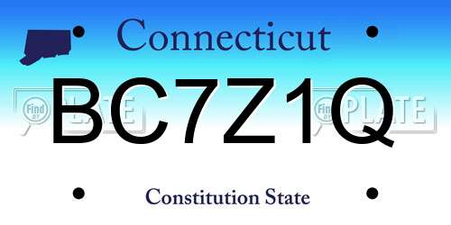 BC7Z1Q Connecticut License Plate
