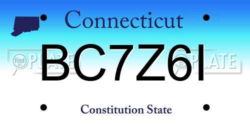 BC7Z6I Connecticut License Plate