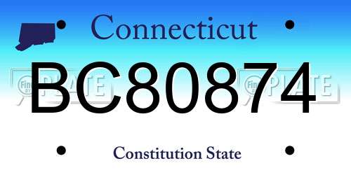 BC80874 Connecticut License Plate