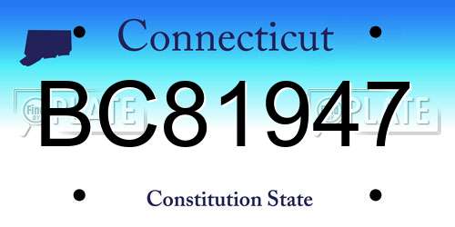 BC81947 Connecticut License Plate