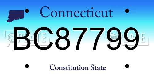 BC87799 Connecticut License Plate