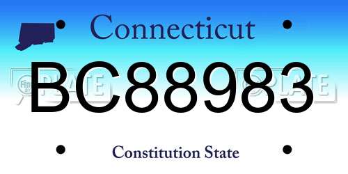 BC88983 Connecticut License Plate