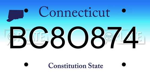 BC8O874 Connecticut License Plate