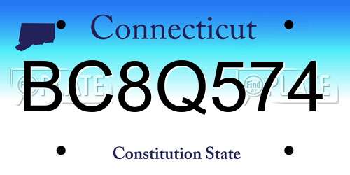 BC8Q574 Connecticut License Plate