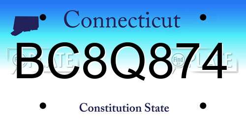 BC8Q874 Connecticut License Plate