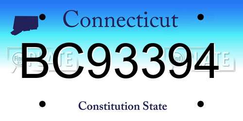 BC93394 Connecticut License Plate