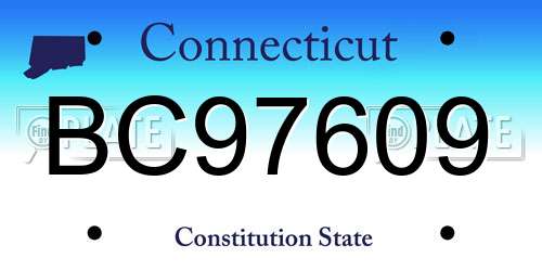 BC97609 Connecticut License Plate