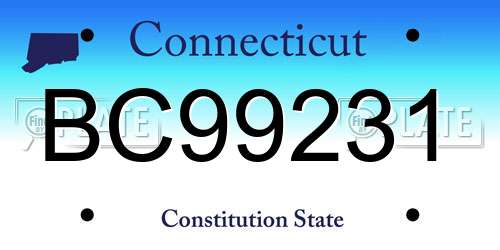 BC99231 Connecticut License Plate