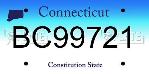 BC99721 Connecticut License Plate