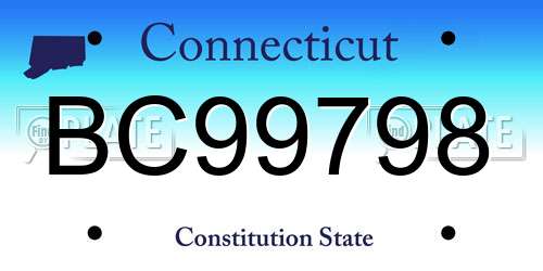 BC99798 Connecticut License Plate