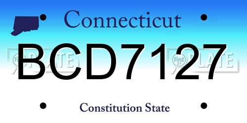 BCD7127 Connecticut License Plate
