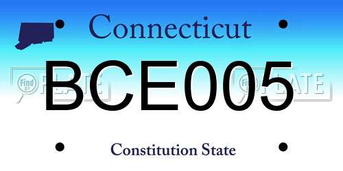 BCE005 Connecticut License Plate
