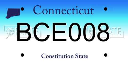 BCE008 Connecticut License Plate