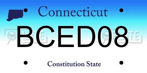 BCED08 Connecticut License Plate