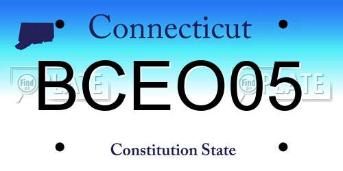BCEO05 Connecticut License Plate