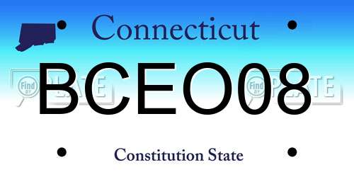 BCEO08 Connecticut License Plate