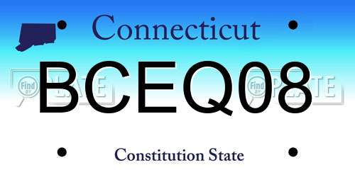 BCEQ08 Connecticut License Plate