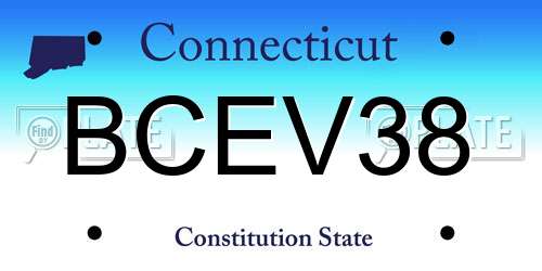 BCEV38 Connecticut License Plate