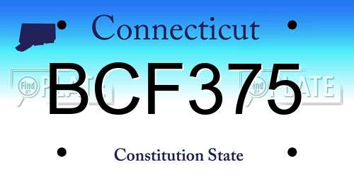 BCF375 Connecticut License Plate