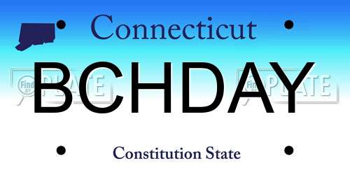 BCHDAY Connecticut License Plate