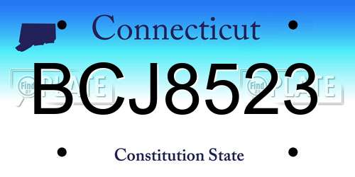 BCJ8523 Connecticut License Plate