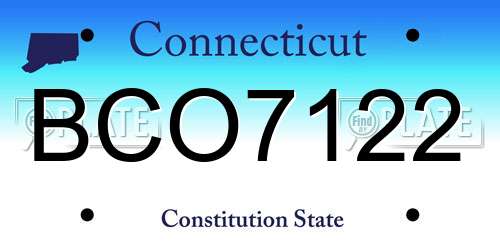 BCO7122 Connecticut License Plate