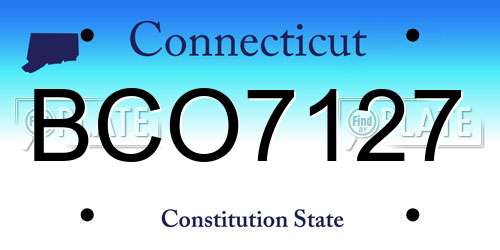 BCO7127 Connecticut License Plate