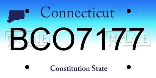 BCO7177 Connecticut License Plate