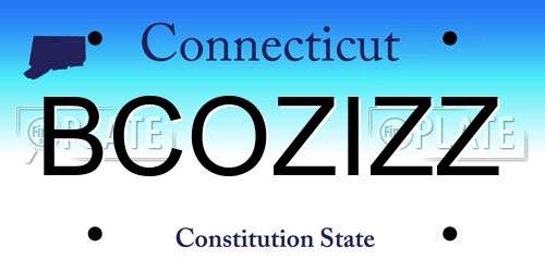 BCOZIZZ Connecticut License Plate