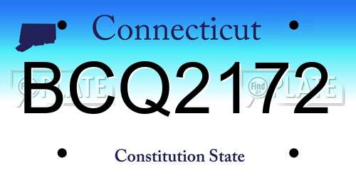 BCQ2172 Connecticut License Plate