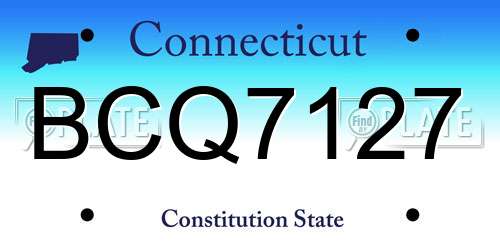BCQ7127 Connecticut License Plate