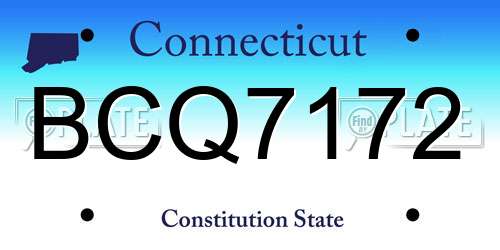 BCQ7172 Connecticut License Plate