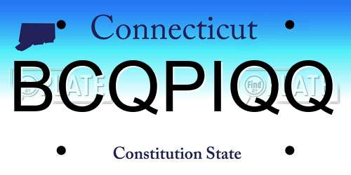 BCQPIQQ Connecticut License Plate