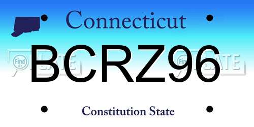 BCRZ96 Connecticut License Plate