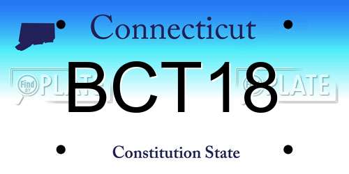 BCT18 Connecticut License Plate