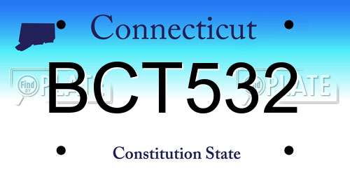 BCT532 Connecticut License Plate