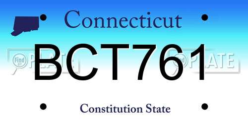 BCT761 Connecticut License Plate