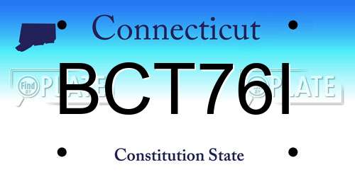 BCT76I Connecticut License Plate