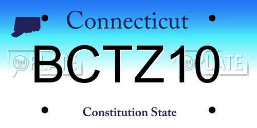 BCTZ10 Connecticut License Plate