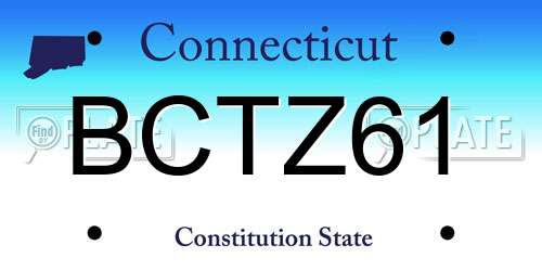 BCTZ61 Connecticut License Plate