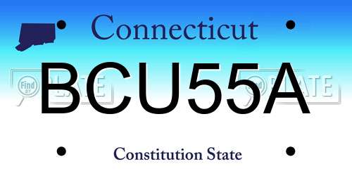 BCU55A Connecticut License Plate