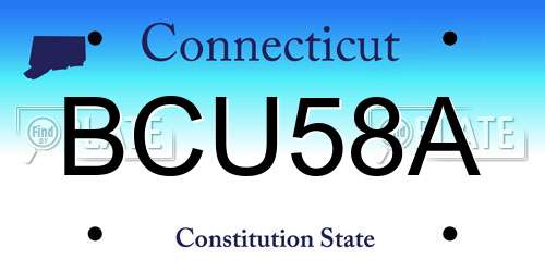 BCU58A Connecticut License Plate