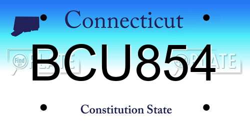 BCU854 Connecticut License Plate