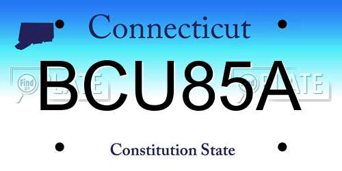 BCU85A Connecticut License Plate