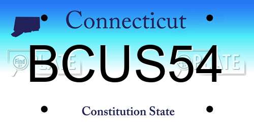 BCUS54 Connecticut License Plate