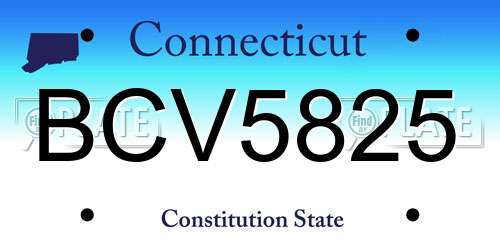 BCV5825 Connecticut License Plate