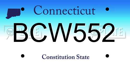 BCW552 Connecticut License Plate